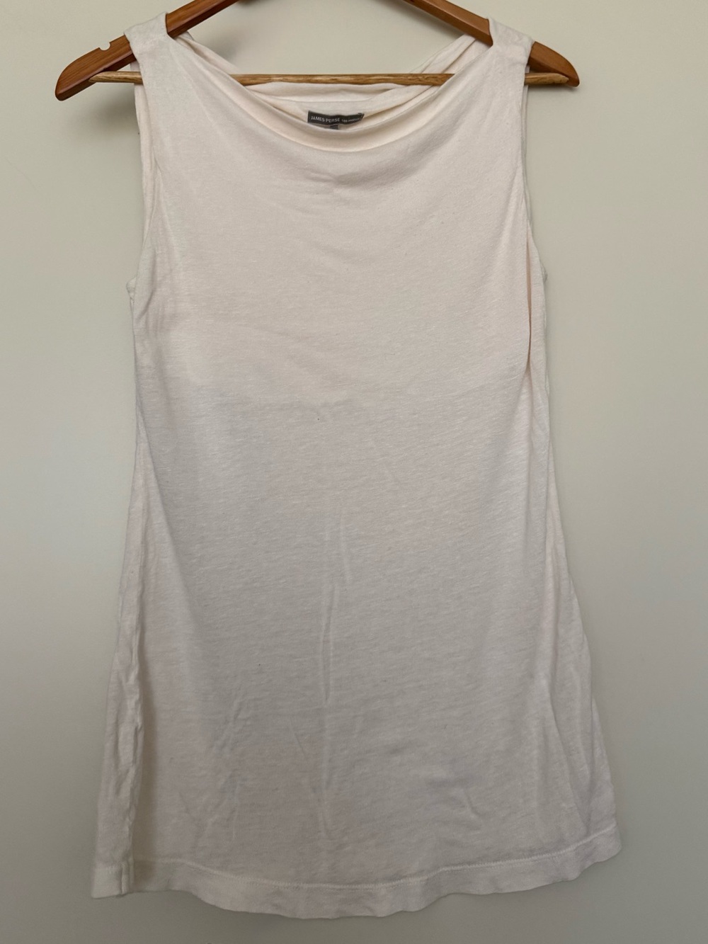 James Perse Cream Oatmilk Double Layer Jersey Sleeveless Cowl neck Top 2/M